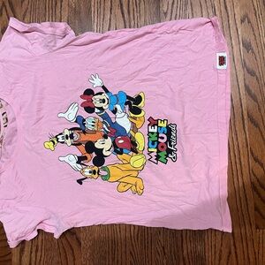 Disney Pink Short Sleeve Tee with Playful Cartoon Graphic